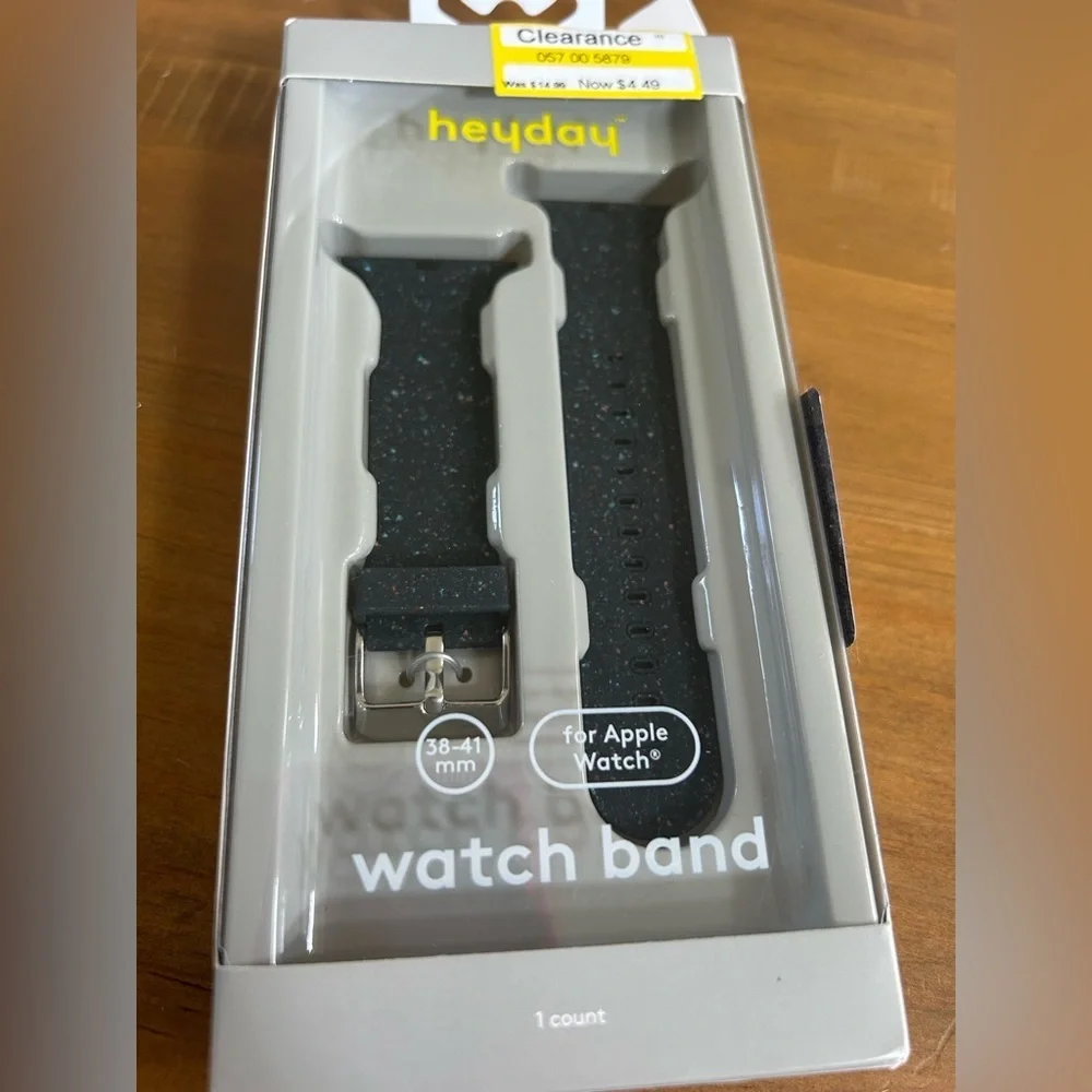 NWT heyday Black Speckled Silicone Apple Watch Band (38–41mm)